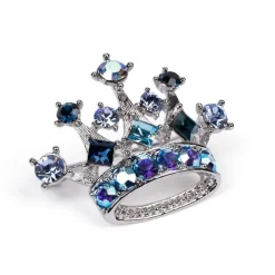 Discount Blue And Silver Crown Brooch Brooches