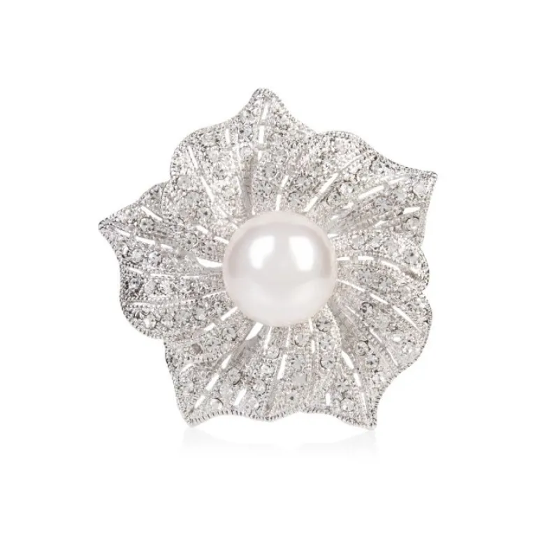 Online Flower With Pearl Brooch Brooches