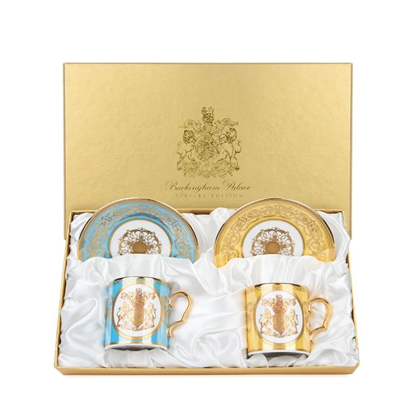 Clearance Special Edition Lustre Turquoise And Yellow Coffee Cup And Saucer Cups & Saucers