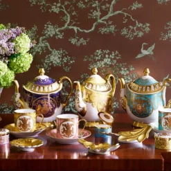 Clearance Special Edition Lustre Turquoise And Yellow Coffee Cup And Saucer Cups & Saucers