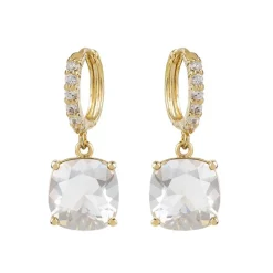 Online White Square Crystal Earrings Earrings